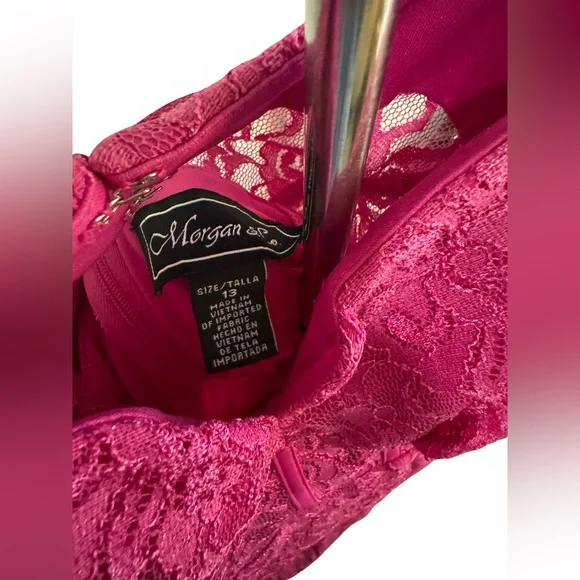 Morgan & Co. Vibrant Pink Lace Dress - Picture 9 of 9